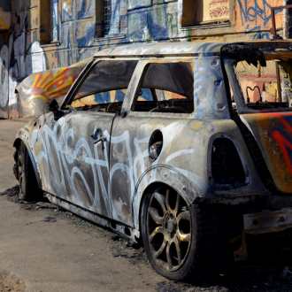 Bratislava Car Vandalising